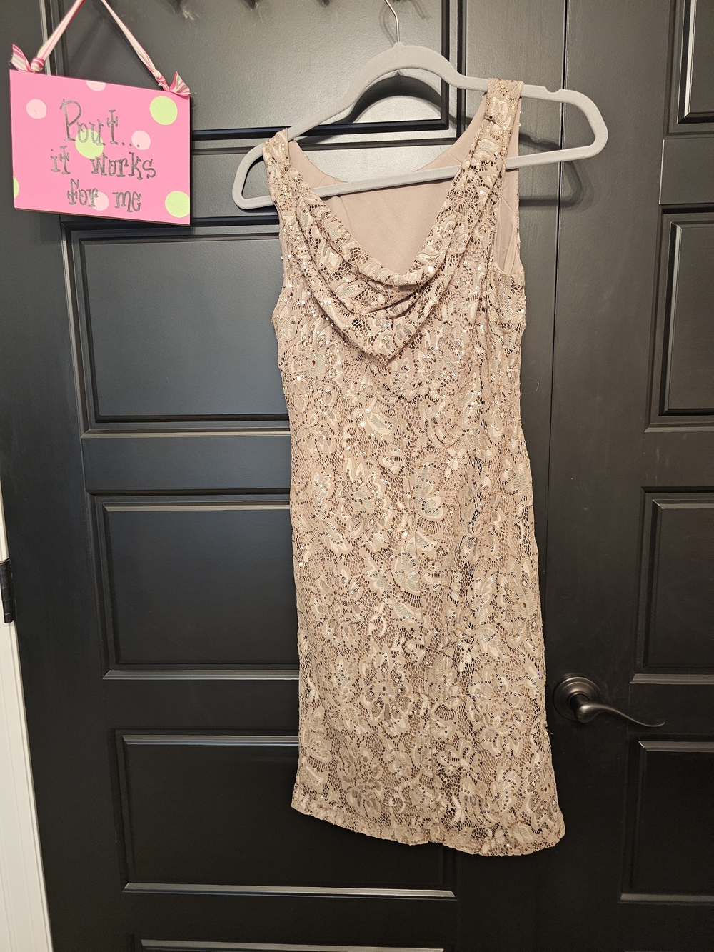 Scarlett Beige Lace Sequin Sleeveless Cocktail Dress